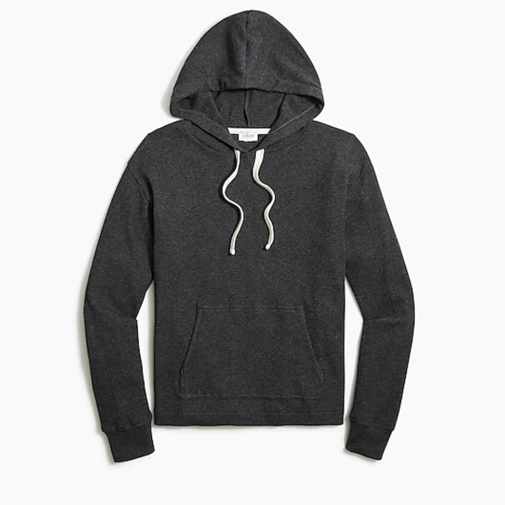 J Crew Charcoal Gray Waffle Henley Hoodie Size Large